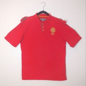 Cavi Boy's XL Red Polo Shirt With Epilettes Gold Embroidery and Buttons